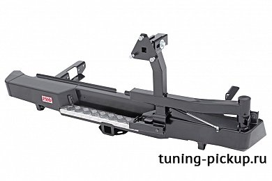 Бампер задний с квадратом под фаркоп и креплением запасного колеса Toyota Hilux 2015, 2016, 2017, 2018, 2019, 2020, 2021, 2022, 2023 годов