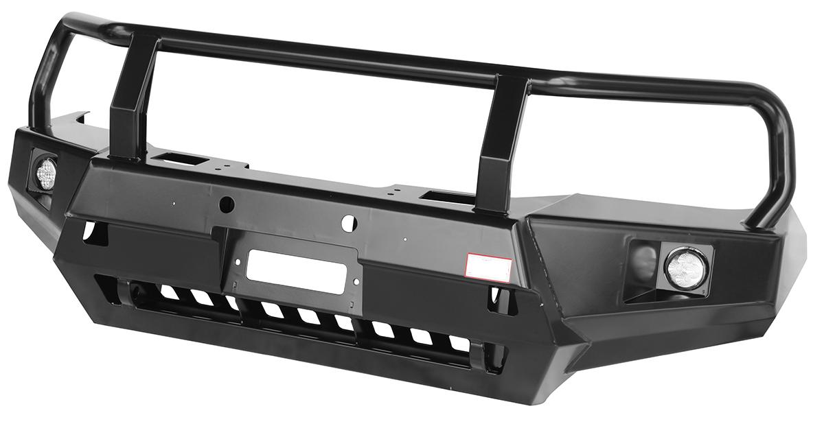 Бампер РИФ силовой передний Toyota Hilux 2015-2020 с доп. фарами, защитной дугой и защитой бачка омывателя Toyota Hilux 2015, 2016, 2017, 2018, 2019, 2020, 2021, 2022 и 2023 годов