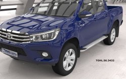 Пороги алюминиевые (Opal)  Toyota Hilux 2015, 2016, 2017, 2018 годов