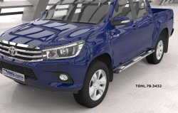 Пороги алюминиевые (Emerald Silver) Toyota Hilux 2015, 2016, 2017, 2018 годов