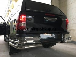 Защита заднего бампера d76/d42 уголки Toyota Hilux 2015, 2016, 2017, 2018 годов