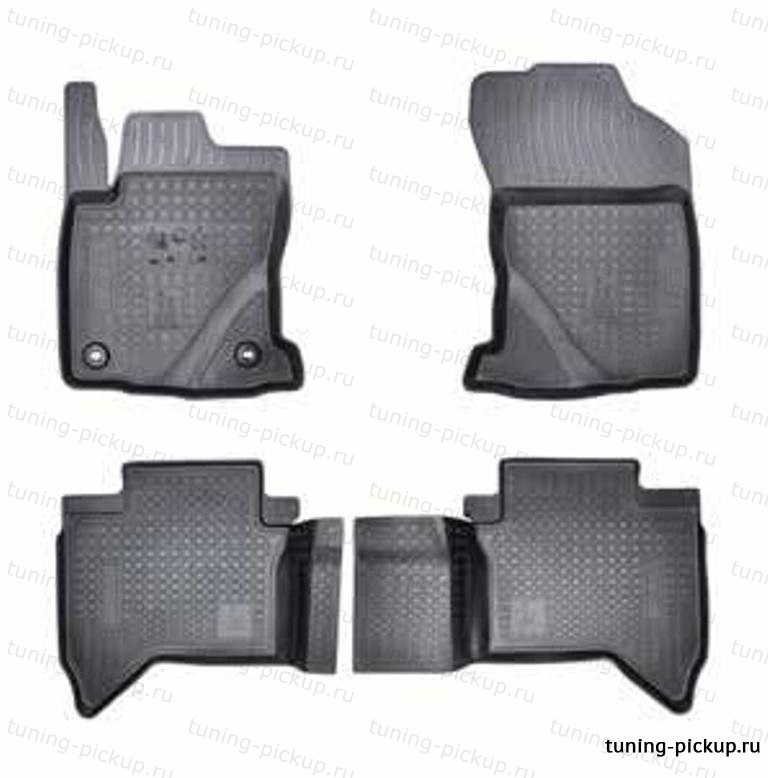 Всесезонные коврики салона с  бортом 4 шт. цвет черный Toyota Hilux 2015, 2016, 2017, 2018 годов