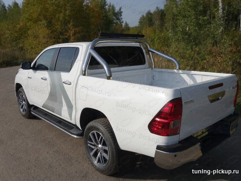 Защита кузова 76,1 мм. со светодиодной фарой Toyota Hilux 2015, 2016, 2017, 2018 годов