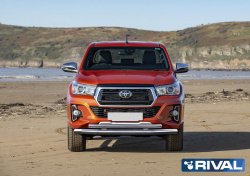 Защита переднего бампера d76+d57 Exclusive 2018- Toyota Hilux 2015, 2016, 2017, 2018 годов
