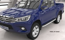 Пороги алюминиевые (Alyans) Toyota Hilux 2015, 2016, 2017, 2018 годов