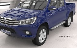 Пороги алюминиевые (Sapphire Silver) Toyota Hilux 2015, 2016, 2017, 2018 годов