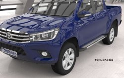 Пороги алюминиевые (Topaz) Toyota Hilux 2015, 2016, 2017, 2018 годов