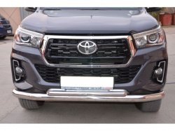 Защита переднего бампера (двойная) d76/60 for EXCLUSIVE Toyota Hilux 2015, 2016, 2017, 2018 годов