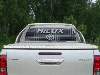 Дуга в кузов и защита заднего стекла 75х42 мм. (для крышки ТСС) Toyota Hilux 2015, 2016, 2017, 2018 годов