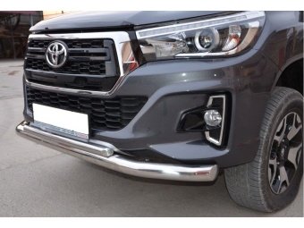 Защита переднего бампера (двойная) d76/60 for EXCLUSIVE Toyota Hilux 2015, 2016, 2017, 2018 годов