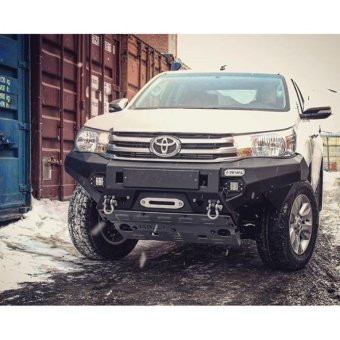Бампер передний алюминевый (black) кроме Exclusive Toyota Hilux 2015, 2016, 2017, 2018, 2019, 2020, 2021, 2022 и 2023 годов