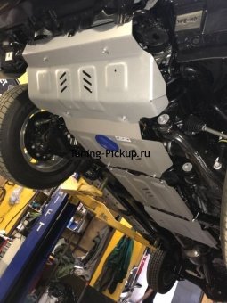 Защита Радиатора, ДВС, КПП, РК (2.4 TD, 2.8 TD) (Алюминий) Toyota Hilux 2015, 2016, 2017, 2018 годов