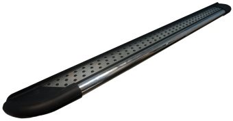 Пороги алюминиевые (Topaz) Toyota Hilux 2015, 2016, 2017, 2018 годов