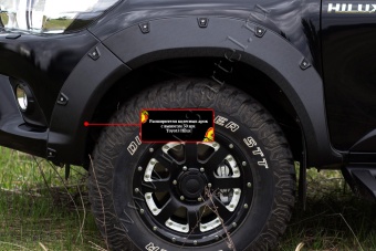 Расширители колесных арок (25мм) Toyota Hilux 2015, 2016, 2017, 2018, 2019, 2020 годов