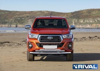 Защита переднего бампера d76+d57 Exclusive 2018- Toyota Hilux 2015, 2016, 2017, 2018 годов