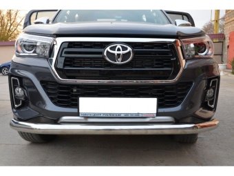 Защита переднего бампера (одинарная) d76 for EXCLUSIVE Toyota Hilux 2015, 2016, 2017, 2018 годов