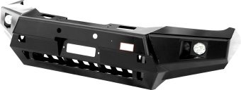 Бампер РИФ силовой передний Toyota Hilux 2015-2020 с доп. фарами и защитой бачка омывателя Toyota Hilux 2015, 2016, 2017, 2018, 2019, 2020, 2021, 2022 и 2023 годов